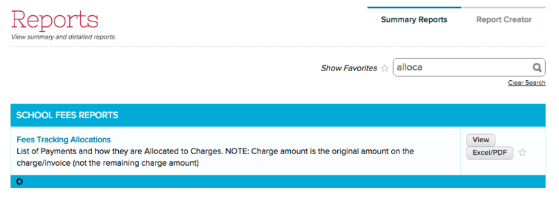 Fees Tracking Allocations Report