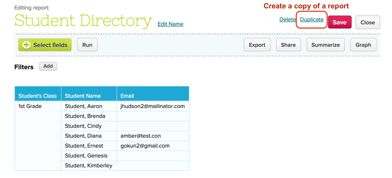 Create a Copy/Duplicate in the Report Creator