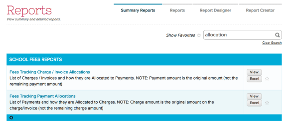 Fees Tracking Allocations Report