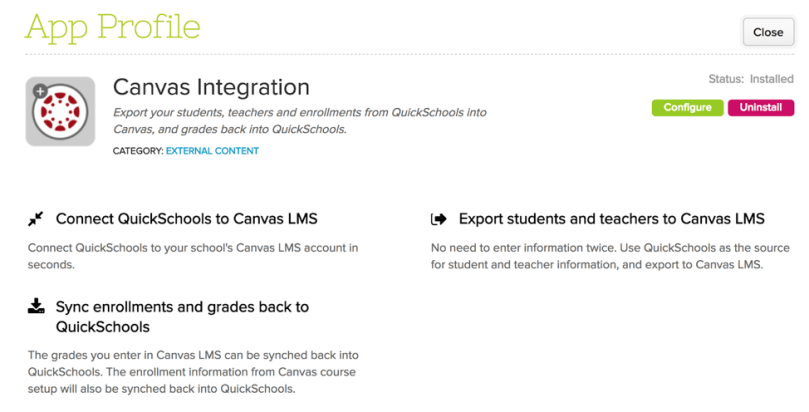 QuickSchools Canvas Integration App