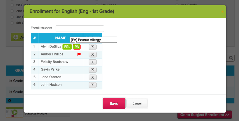 View Student Tags while Enrolling Students into Subjects