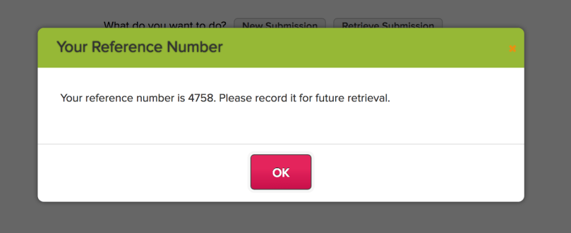 Reference Number for Online Form Submissions