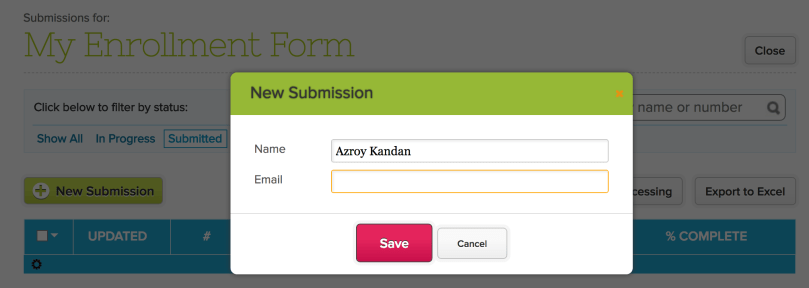 Inviting an applicant with Reference Number