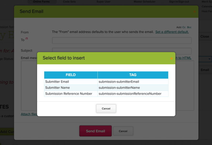 Mail Merge Fields for Online Forms with Reference Numbers