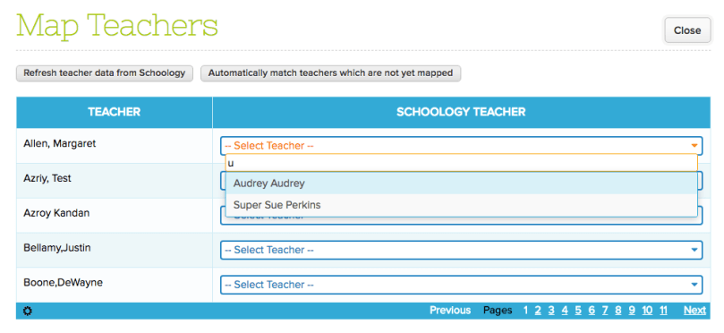 Step 1: Map Teachers from QuickSchools to Schoology
