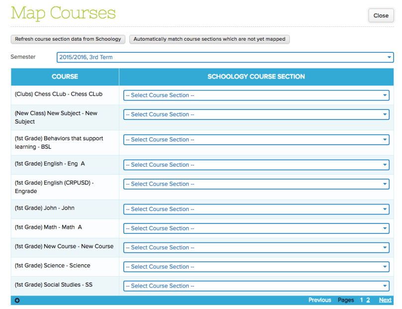 Step 5: Map Courses from QuickSchools to Schoology