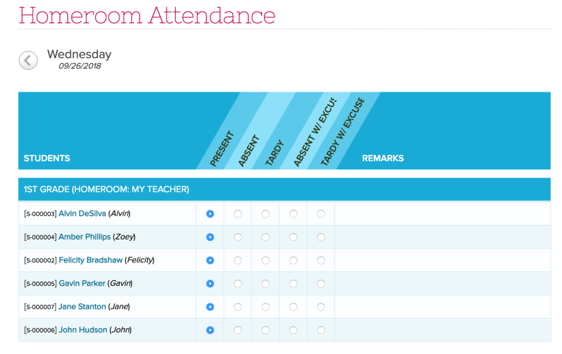 Attendance Roster with Nicknames