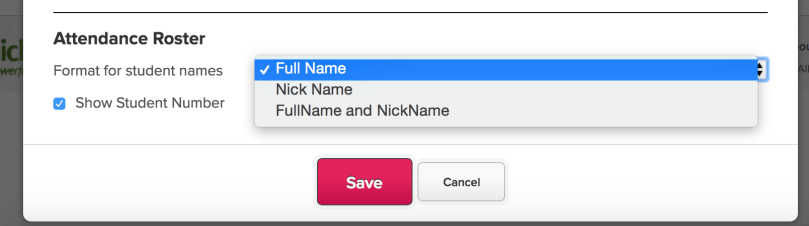 Configure Attendance Roster with Nicknames