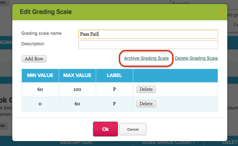 Edit Gradebook Grading Scale