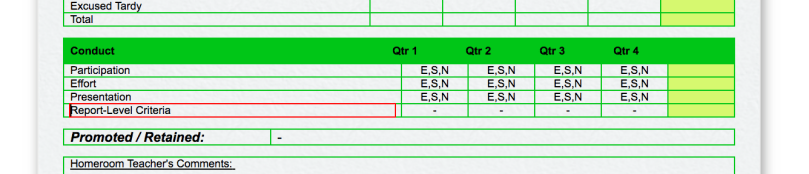 Modifying Criteria for Report Cards