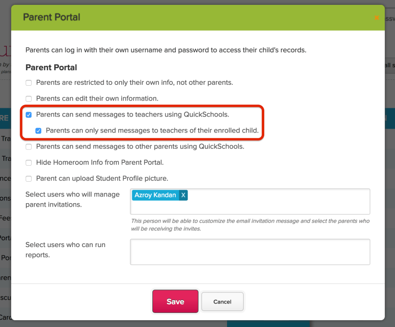 Configure Parent Portal to Restrict Private Messaging to Teachers