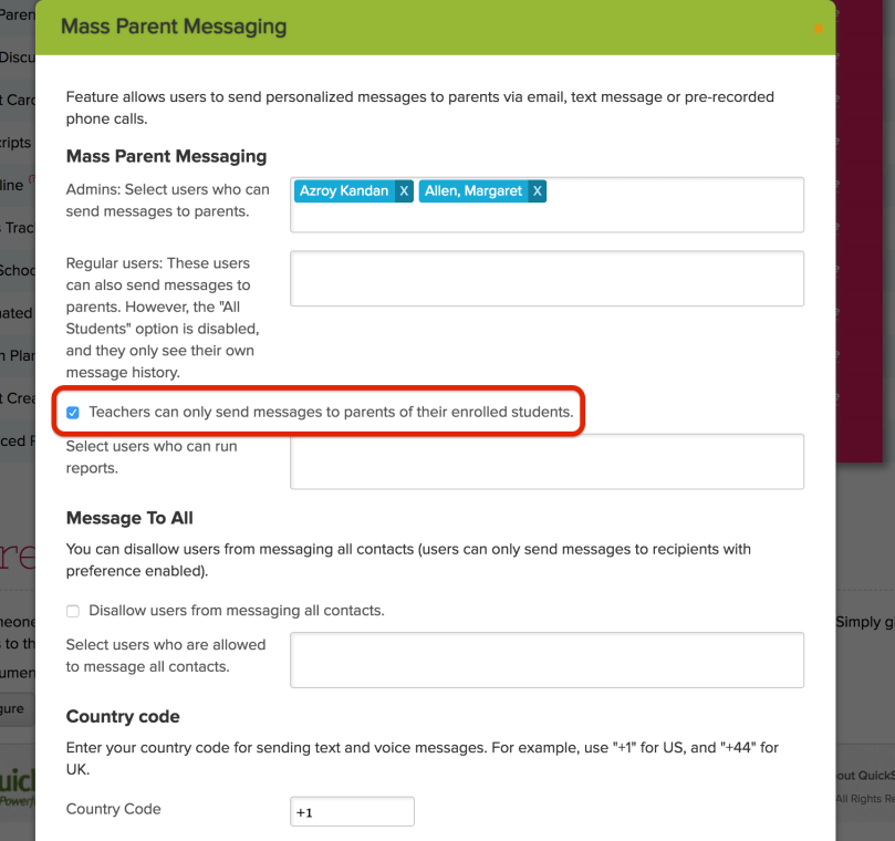 Configure Mass Parent Messaging with Restricted Access to Parents