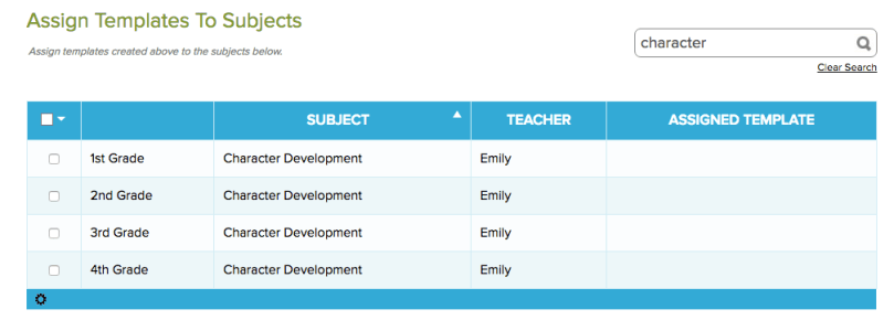 Search for Subjects to Assign using the Search Box on the right