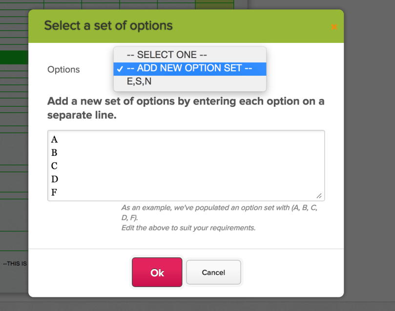 Setting Options for Dropdowns