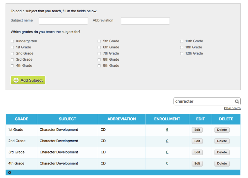 Setup Conduct Subjects and Name them Appropriately