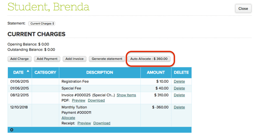 Fee Tracking Auto-Allocation when Balance is Zero