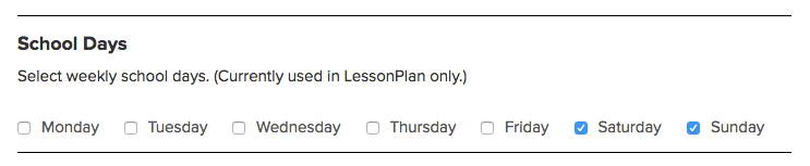 Configure School Days from "Edit Overall Setttings"