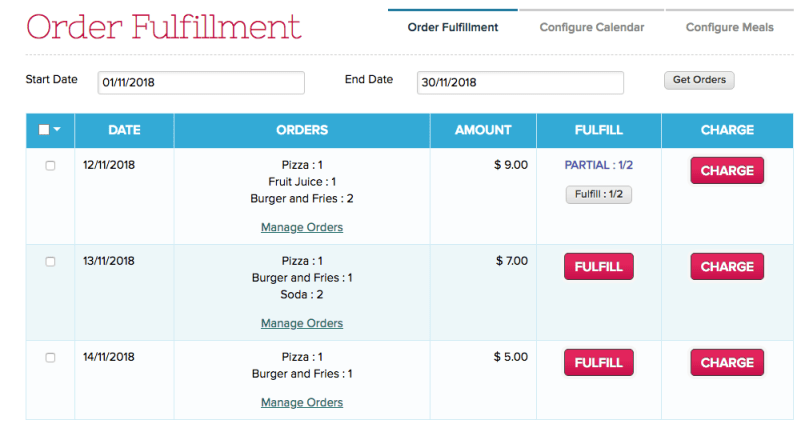 Fulling Lunch Orders