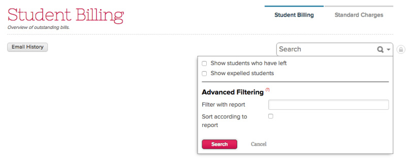 Fee Tracking Advanced Search