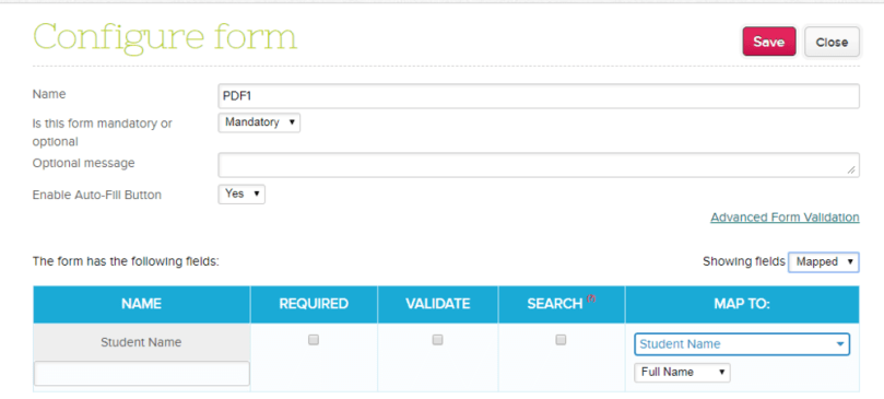 Filter Mapped and Unmapped Fields in Online Forms app