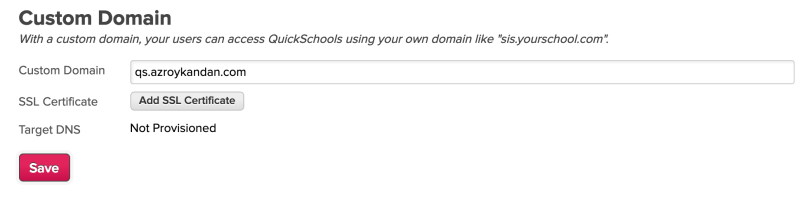 Custom Domain Settings