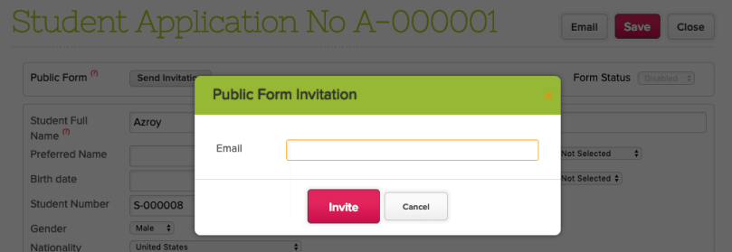 Send link to Application to a specific Email