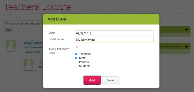 Events now support new Staff role