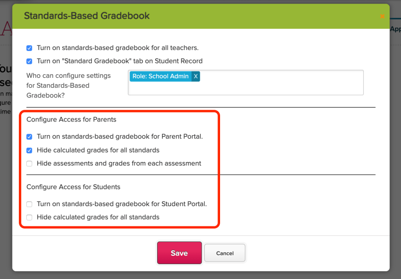 Configure Access for the Standards-Based Gradebook (SBG) App