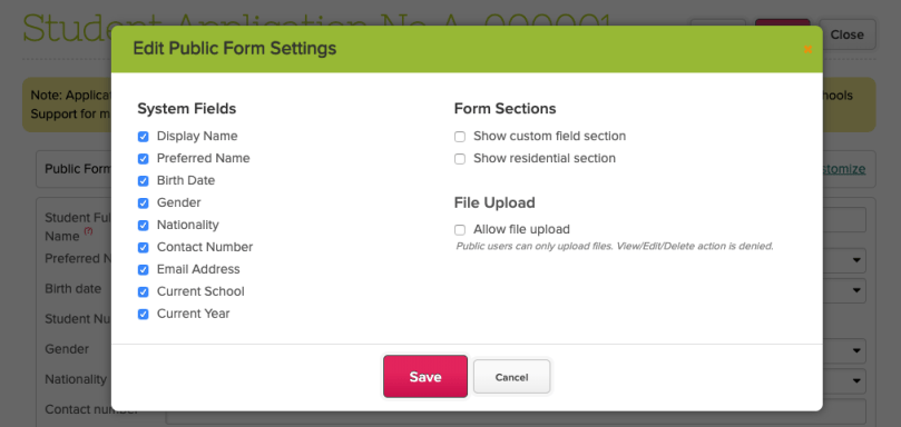 Configure Fields / Sections to be displayed on Form for Invited Applicants