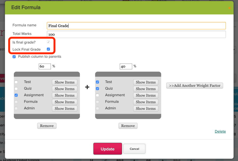 Final Grade Columns can now be Locked by an Administrator