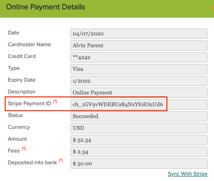 Stripe Payment ID