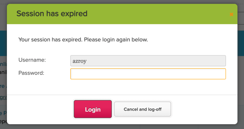 Auto-Logoff will prompt user to Log In again
