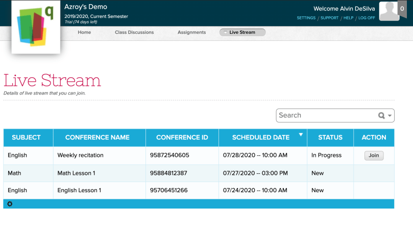 View / Join Online Meetings from Student Portal