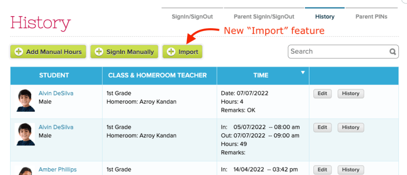 New "Import" feature for Sign-In/Sign-Out App