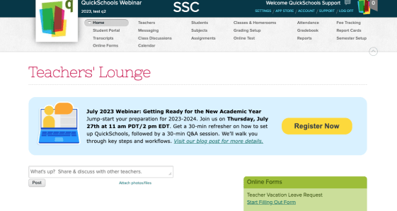 how to sign up for a quickschools webinar