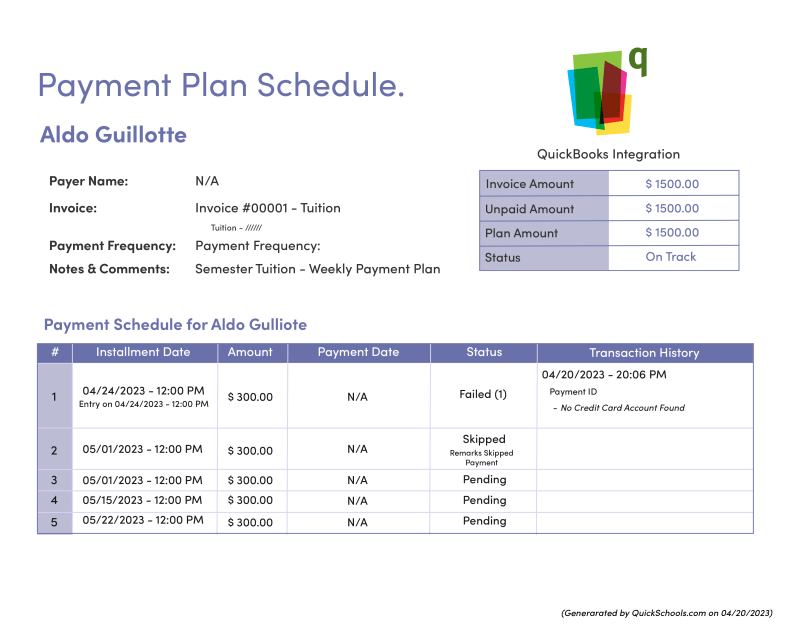 Notifications & Reporting For Payment Plans