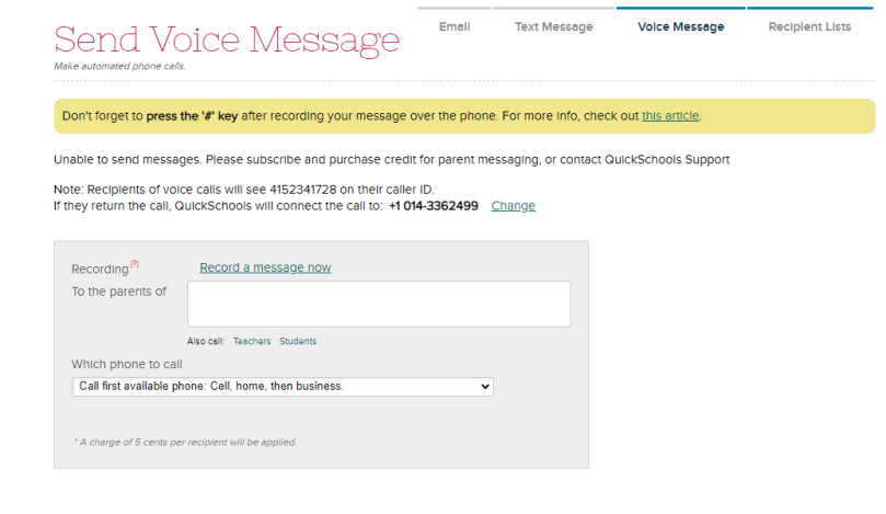 Send Voice Message via SIS