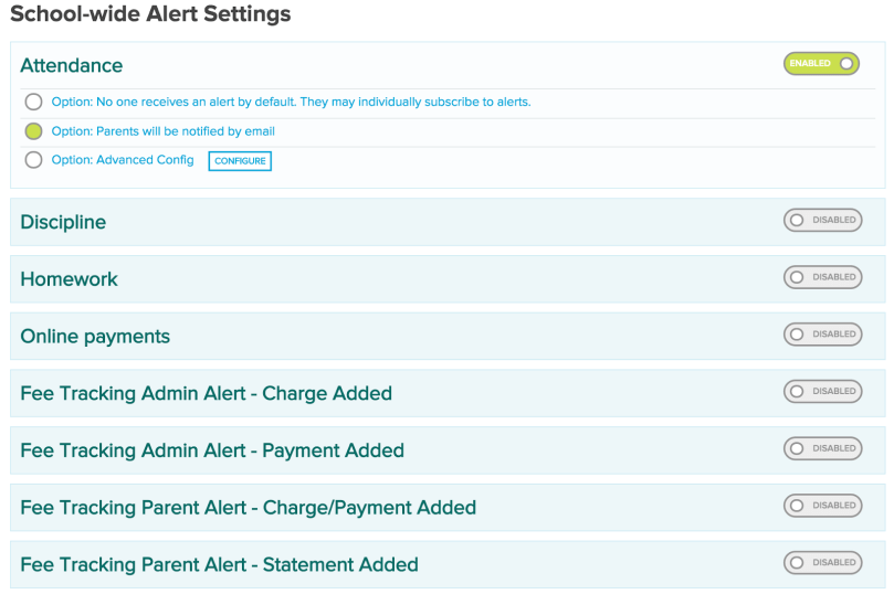 School-wide Alert Settings