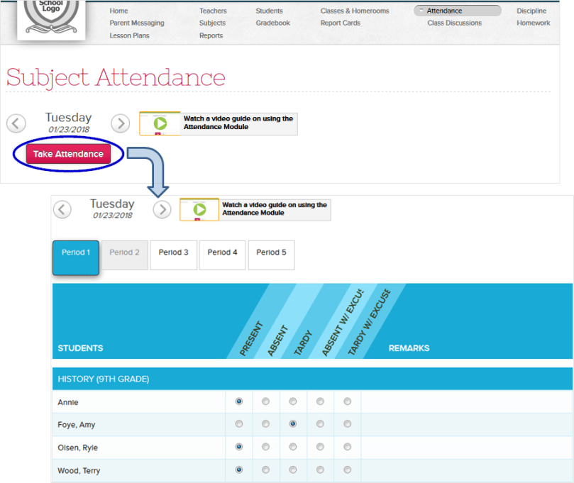 Student Information System attendance tracking