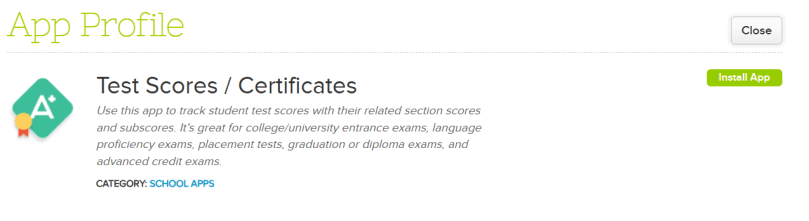 Test Scores/Certifications App