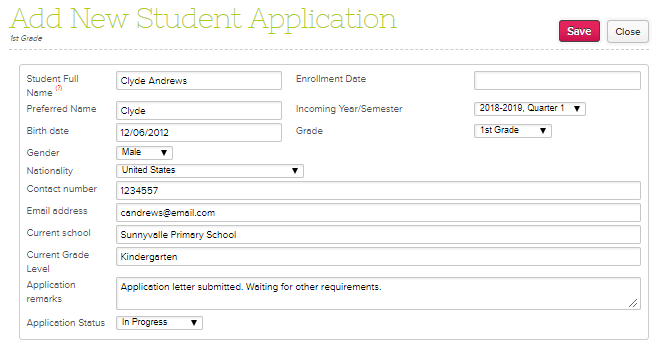 Student application