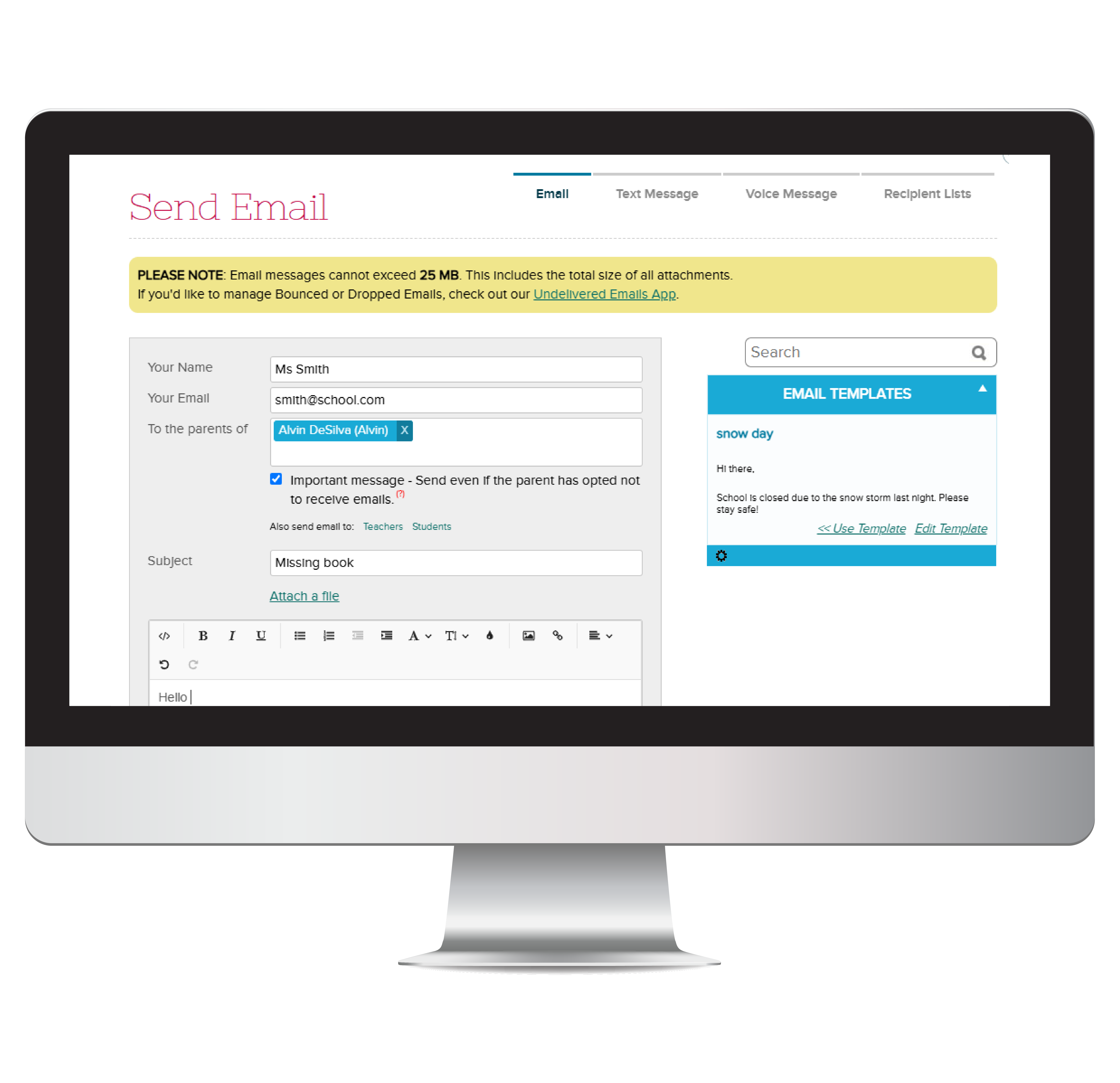 send out school alerts easily with QuickSchools