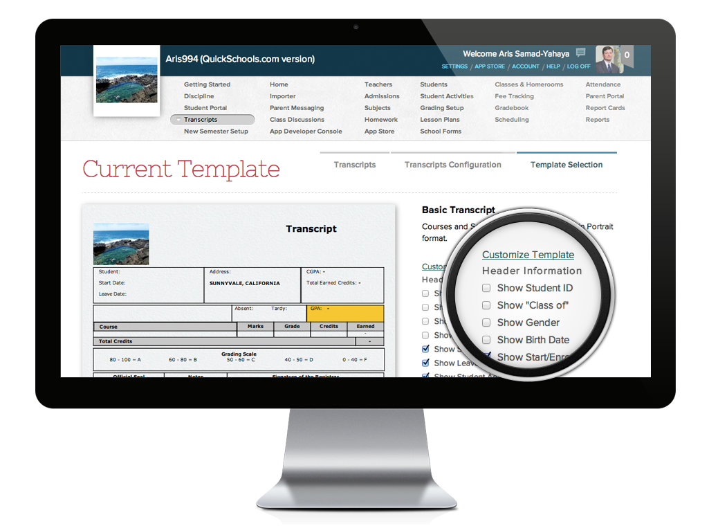 School Transcript Software